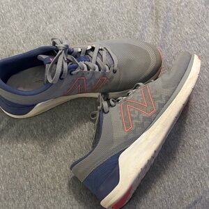 New Balance Women’s Gray and Periwinkle Sneakers with Pink Logo Trim - Size 9.5